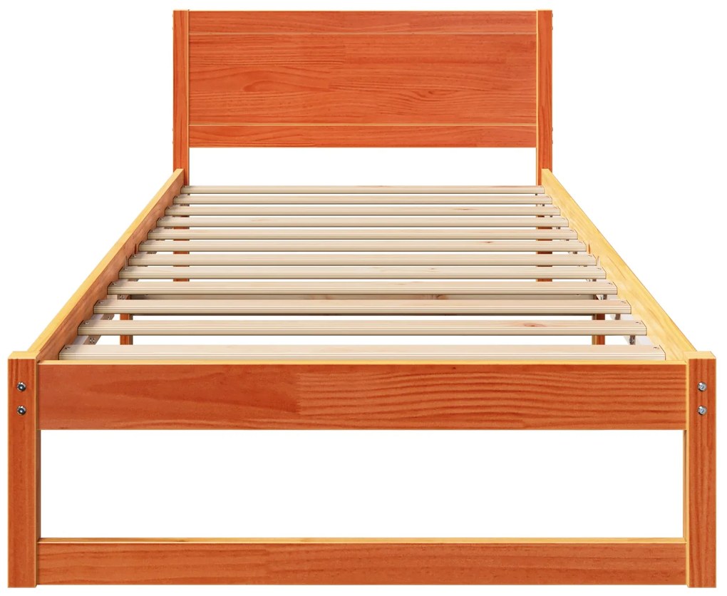 Estrutura de Cama Marrom Cera Madeira maciça 90 x 200 cm Robusta