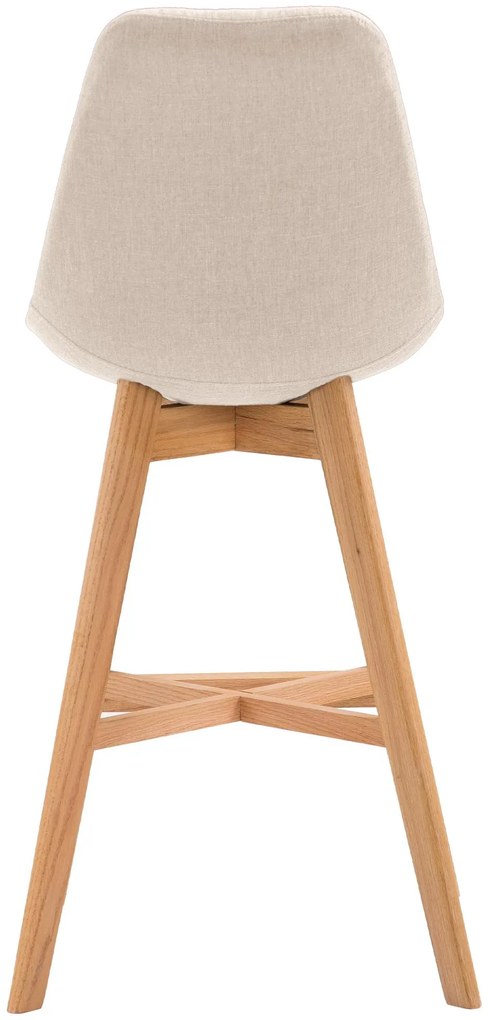 Banco de bar Cannes em tecido e com estrutura de Cor Natural 48 x 112 x 56 cm Creme