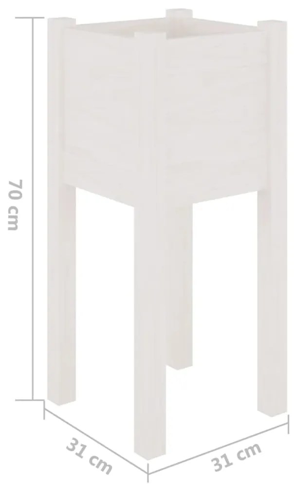 Vasos/floreiras de jardim 2 pcs 31x31x70 cm pinho maciço branco