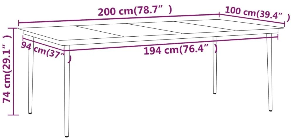7 pcs conjunto de jantar para jardim preto