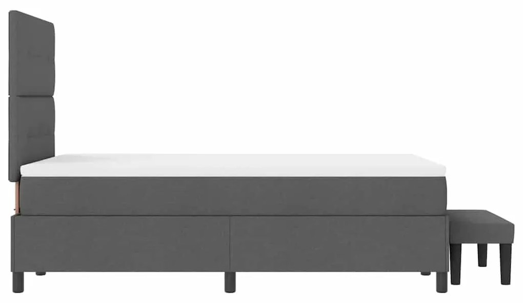 Cama Box com Colchão e Banco Cinza Escuro 120x190 cm Tecido