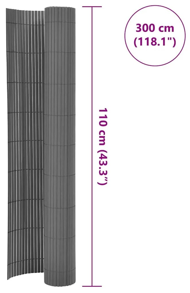 Cerca de jardim dupla face 110x300 cm cinzento