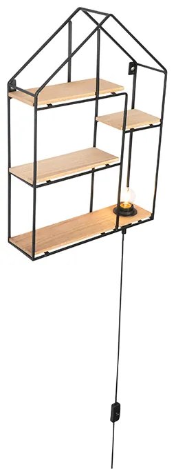 Aplique industrial preto madeira 49cm - HISO Industrial