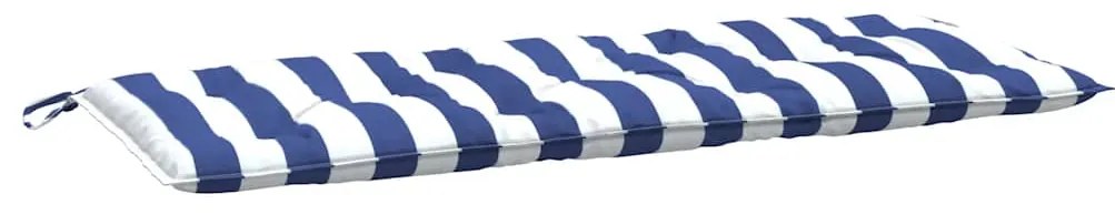 Almofadões p/ banco jardim 2 pcs 120x50x7 cm tecido azul/branco