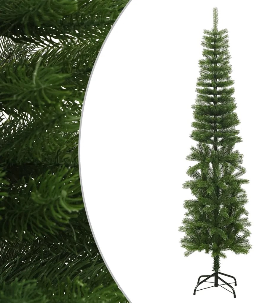 Árvore de Natal artificial fina com suporte PE 240 cm