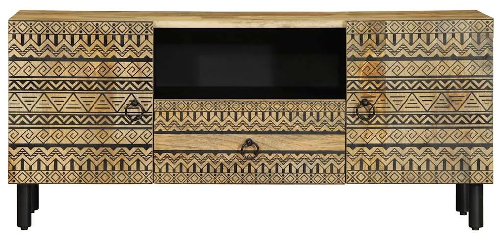 Móvel de TV 105x33,5x46cm madeira mangueira áspera maciça preto