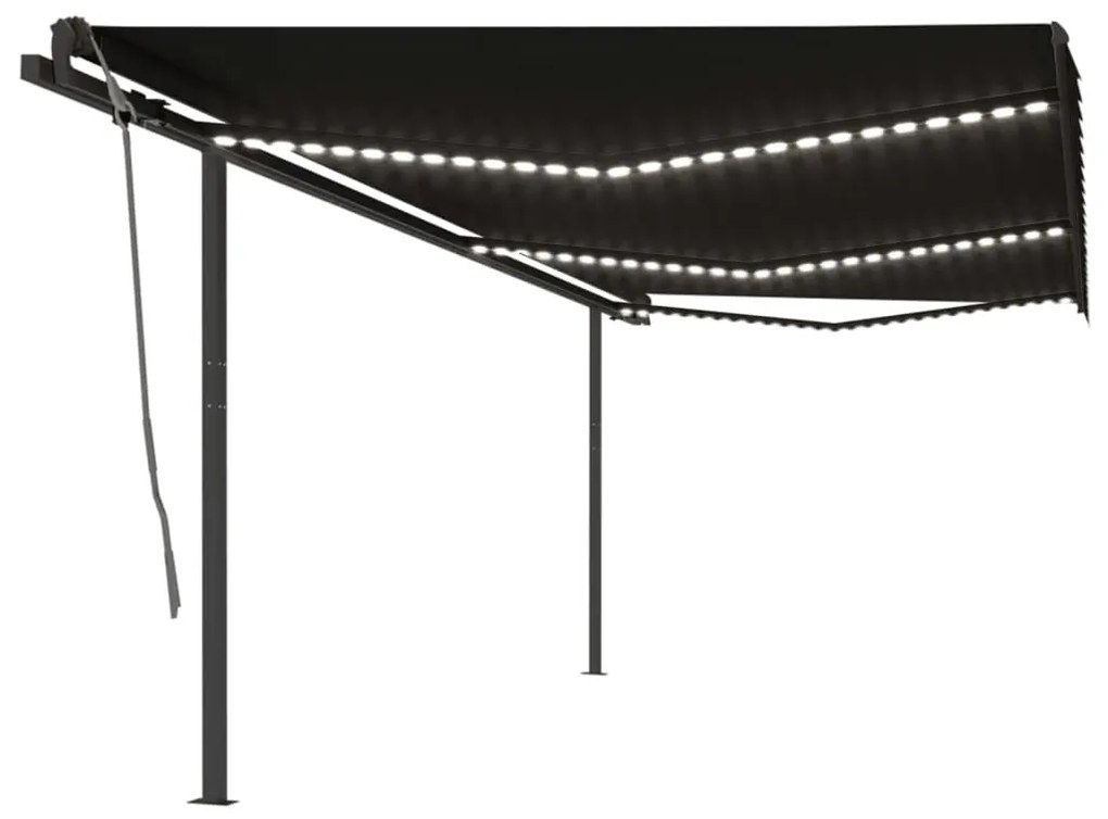 Toldo automático c/ LED e sensor de vento 6x3,5 m antracite