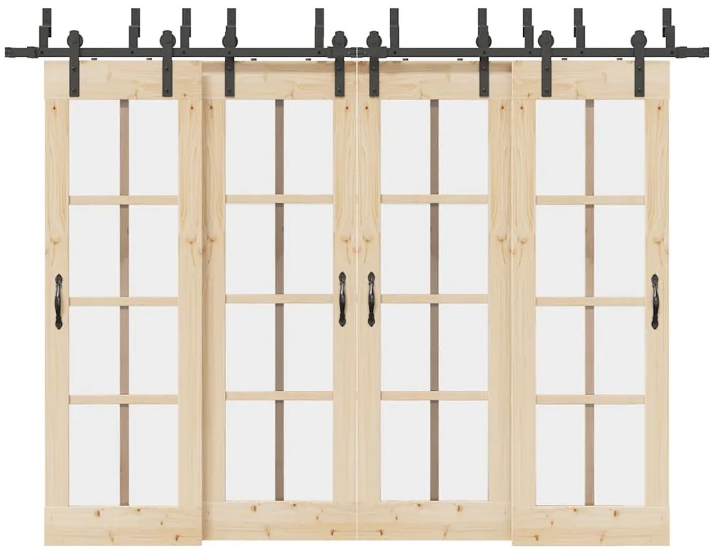Kit de ferragens para porta deslizante 305 cm aço preto