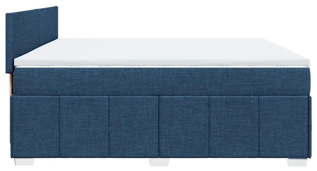 Cama com molas/colchão 200x200 cm tecido azul