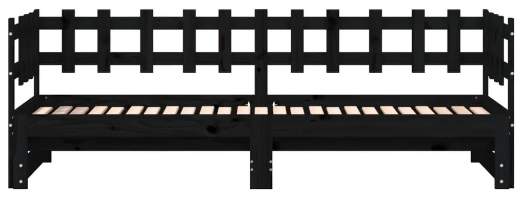 Estrutura sofá-cama de puxar 2x(90x190) cm pinho maciço preto