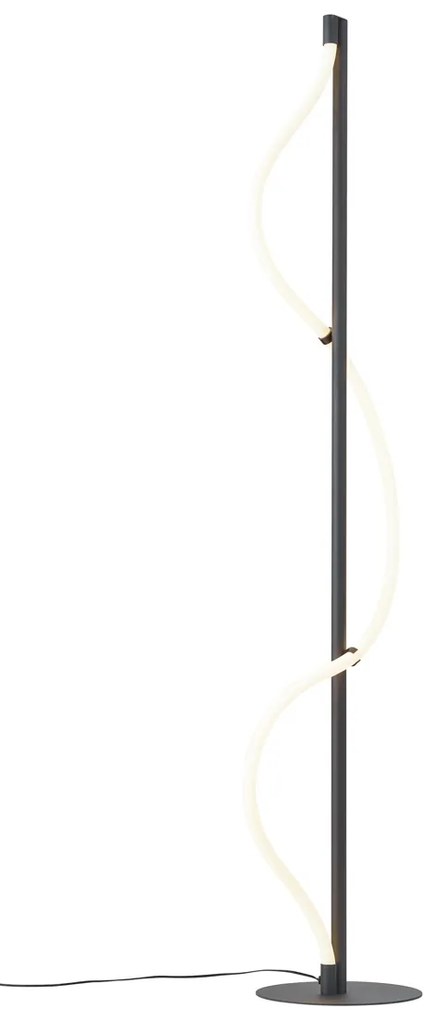 Candeeiro de pé moderno preto com LED regulável em 3 níveis - Twirl Moderno