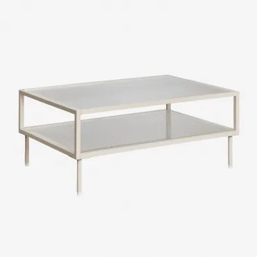 Rectangular Coffee Table 90x60 Cm In Steel And Glass Paoline Beige Creme - Sklum