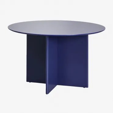 Mesa De Jantar Redonda Ø120 Cm Em Mdf Saonara Azul Lapislazuli - Sklum