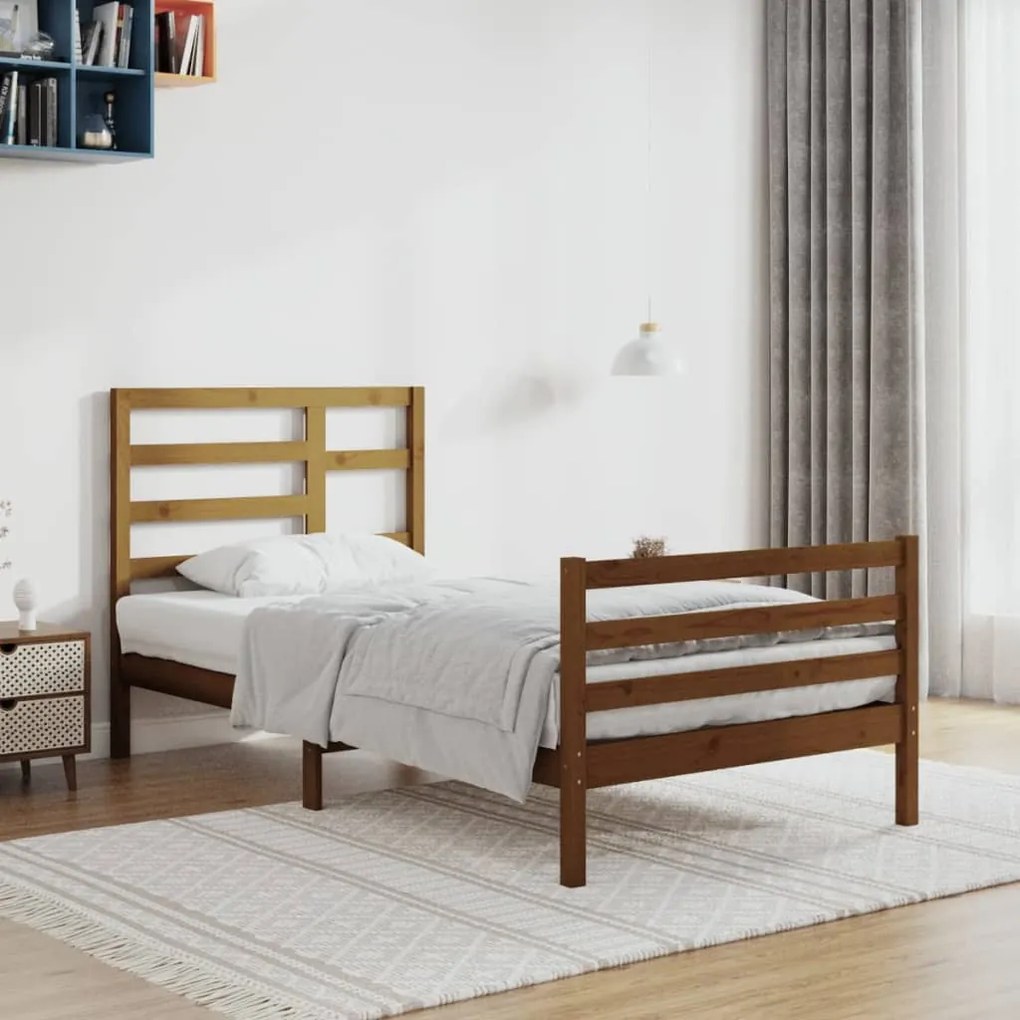 3105853 vidaXL Estrutura de cama 100x200 cm madeira maciça castanho mel