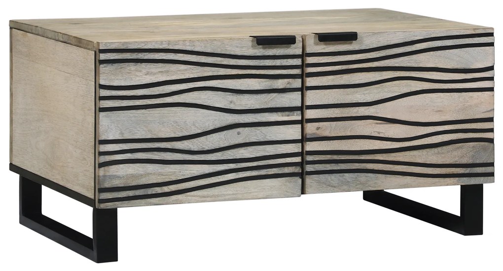 vidaXL Mesa de centro com prateleira com armazenamento com porta Branco, Preto 80 x 50 x 40 cm