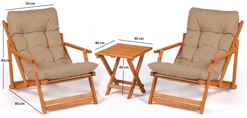 Conjunto de Mesa e Cadeiras de Jardim My007 – Castanho Natural – Mesa