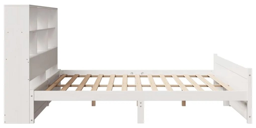 Cama com estante sem colchão 180x200 cm pinho maciço branco