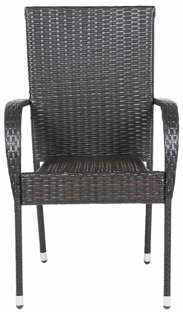 Cadeiras de exterior empilháveis 6 pcs vime PE castanho