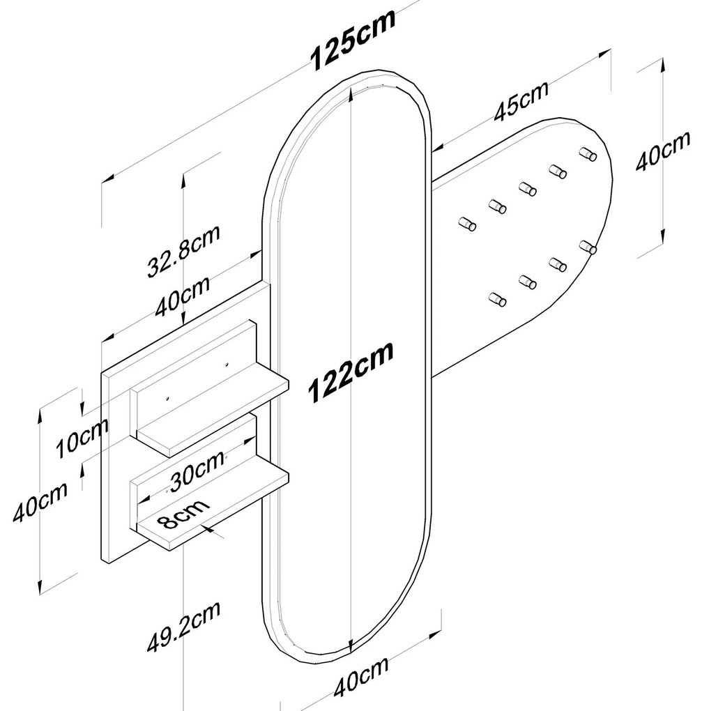 Hall Stand P3 – Branco e Nogueira – 125x120x12 cm
