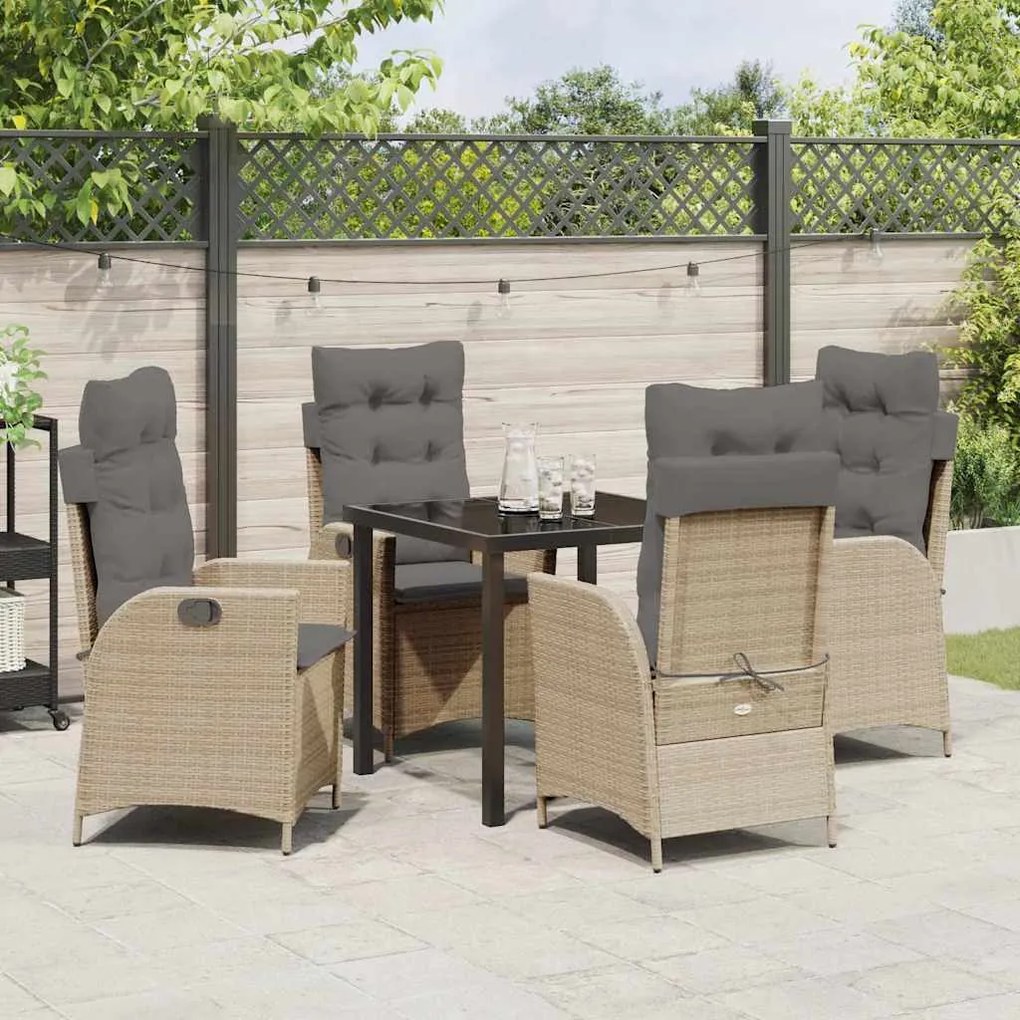 Conjunto de Jantar de Jardim com 5 Peças e Almofadas em Rattan de Poli