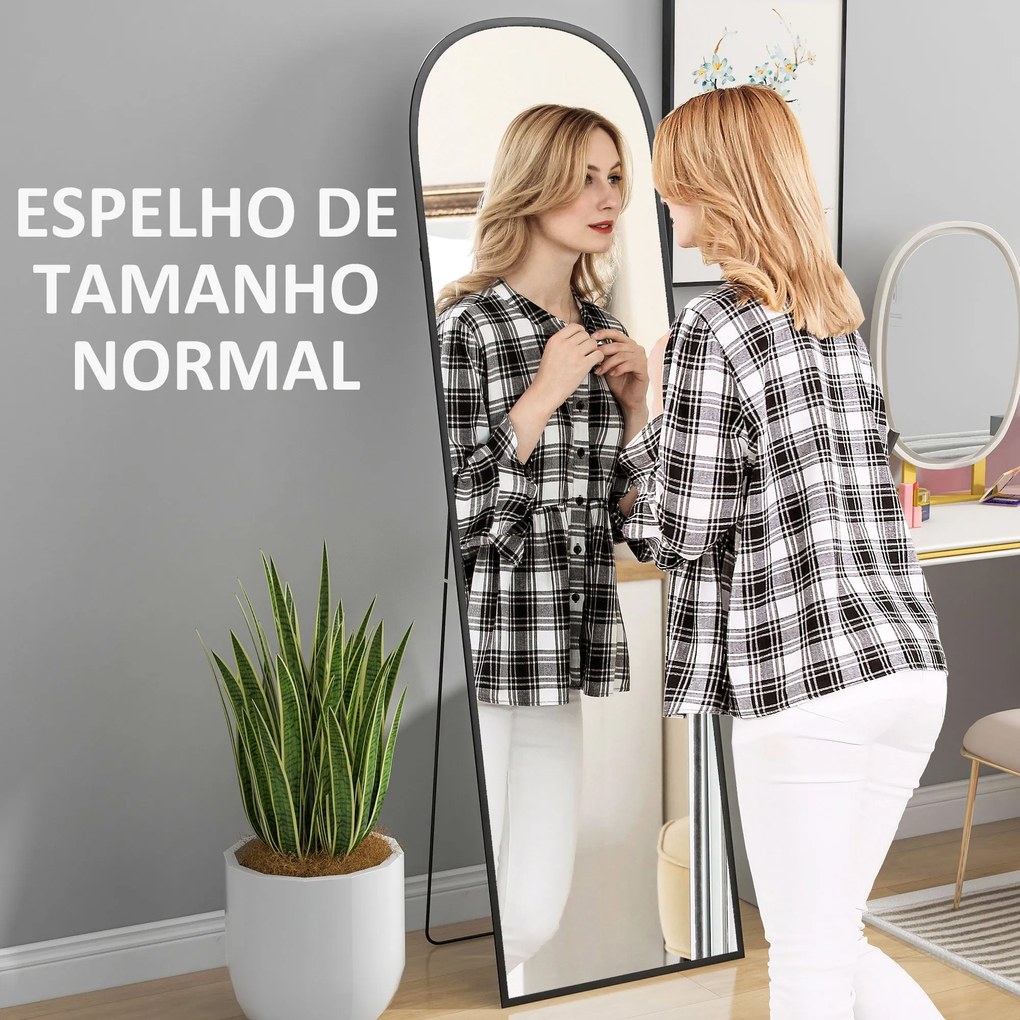 Espelho de Pé Ellen – 50x170 cm – Estrutura de Alumínio Preto e Vidro