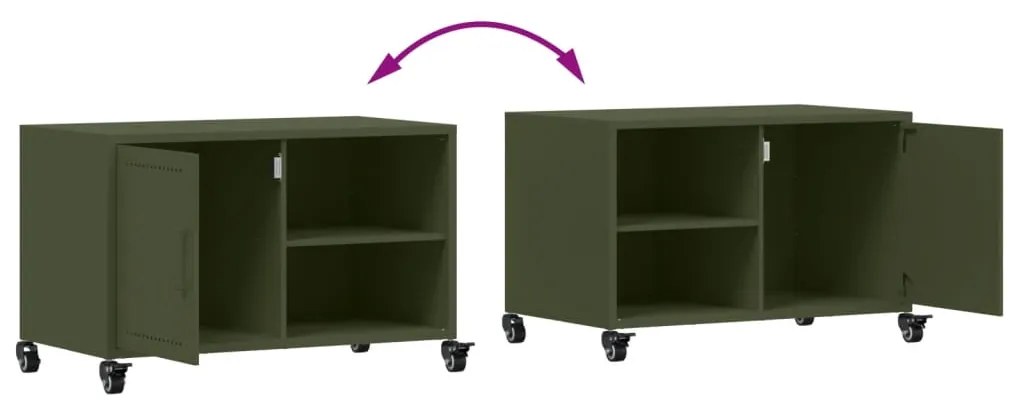Móvel de TV 68x39x43,5 cm aço verde azeitona