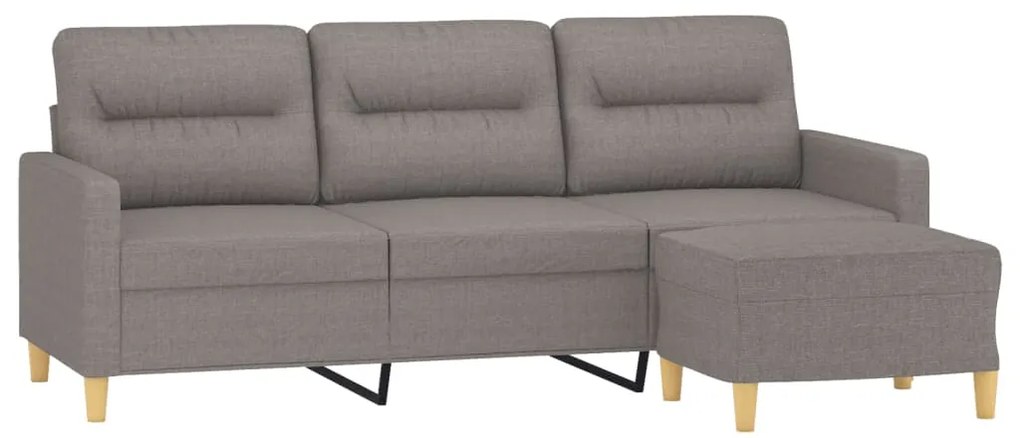 Sofá 3 lugares com apoio de pés 180 cm tecido cinza-acastanhado