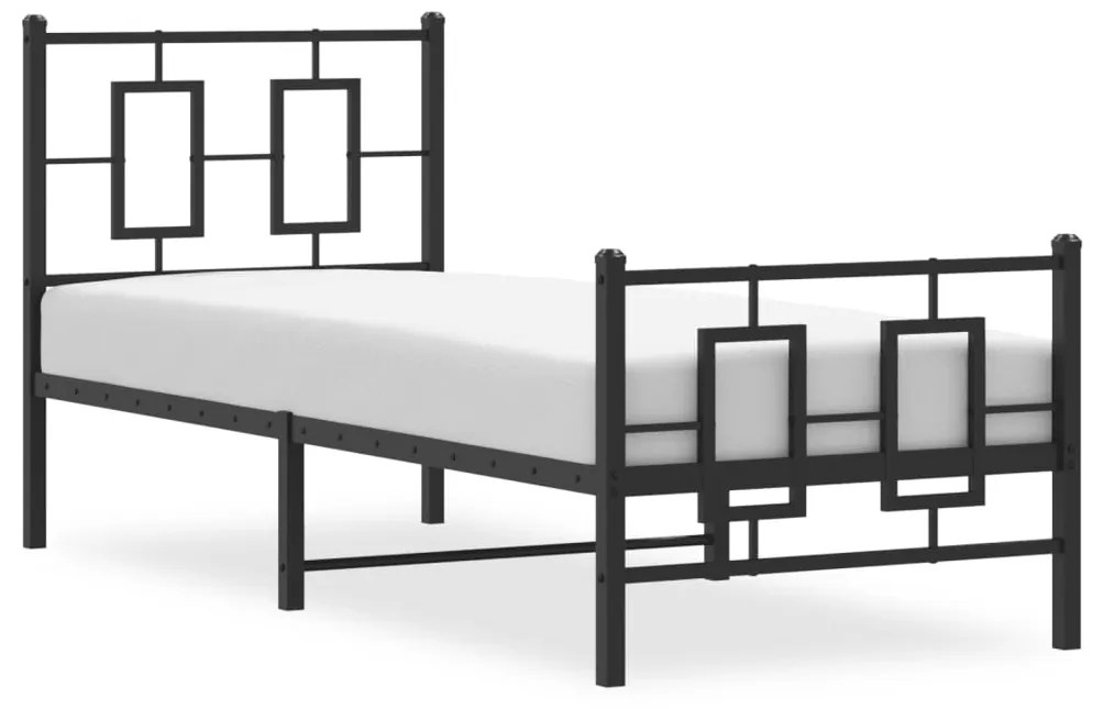 Estrutura de cama com cabeceira e pés 80x200 cm metal preto