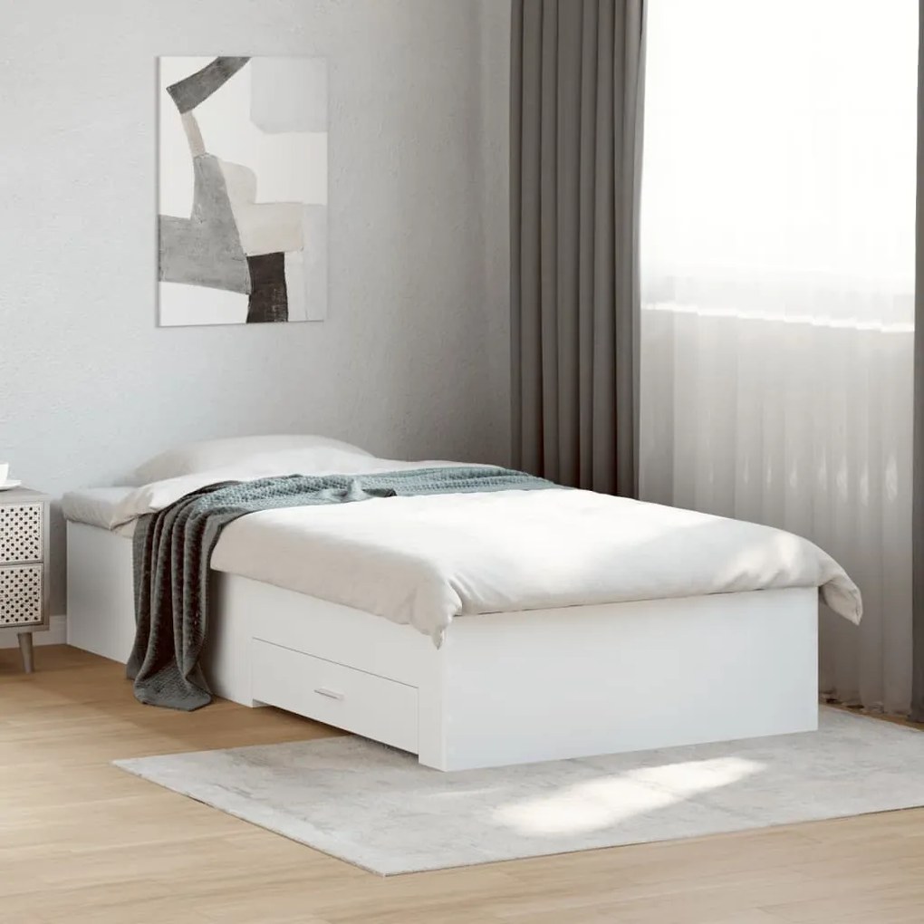 Estrutura de cama c/ gavetas 90x200 cm derivados madeira branco