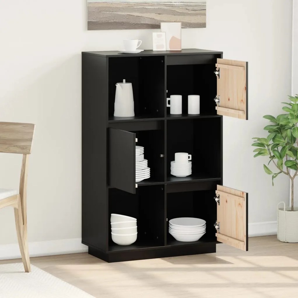 Aparador alto 74x35x117 cm pinho maciço preto