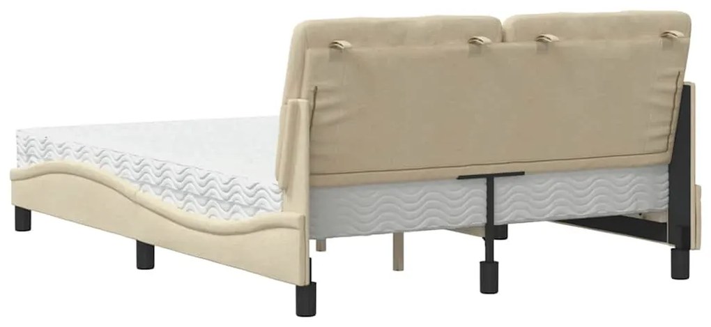Cama com colchão 140x200 cm tecido cor creme