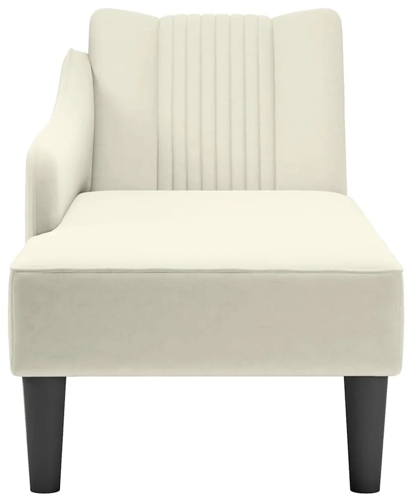 Chaise-longue com apoio de braço direito veludo creme