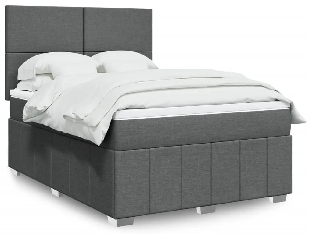 vidaXL Cama com molas/colchão 140x190 cm tecido cinzento-escuro