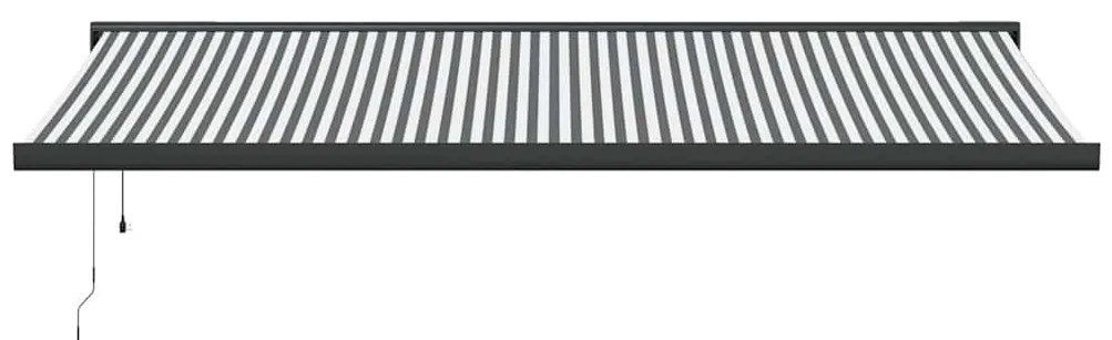 Toldo retrátil 5x3 m tecido e alumínio antracite e branco
