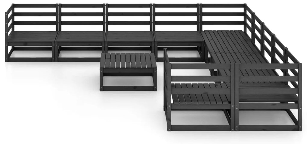 11 pcs conjunto lounge de jardim pinho maciço