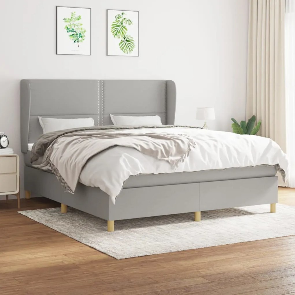 vidaXL Cama com molas/colchão 160x200 cm tecido cinzento-claro