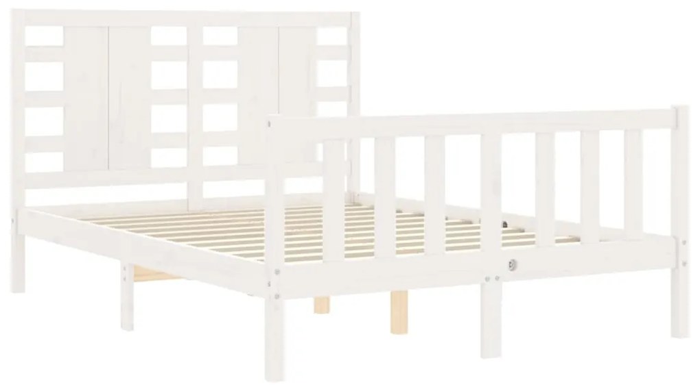 Estrutura de cama com cabeceira 120x200cm madeira maciça branco