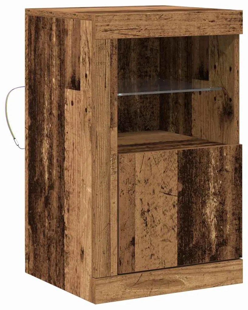 Lateral vidaXL com luzes LED Madeira velha 41x37x67 cm
