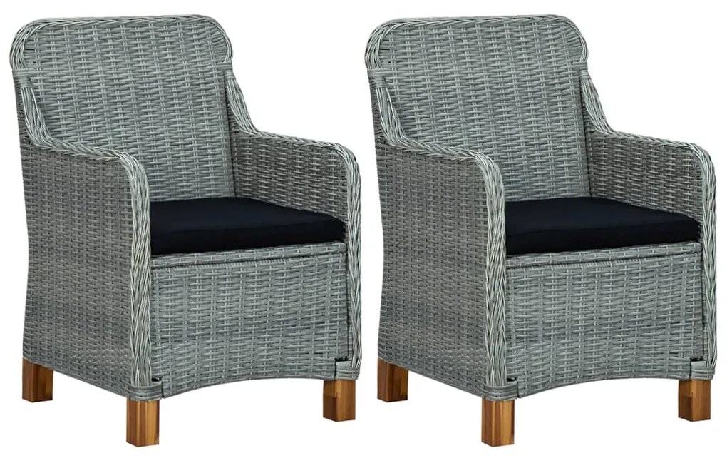 vidaXL Cadeiras de jardim c/ almofadões 2 pcs vime PE cinzento-claro