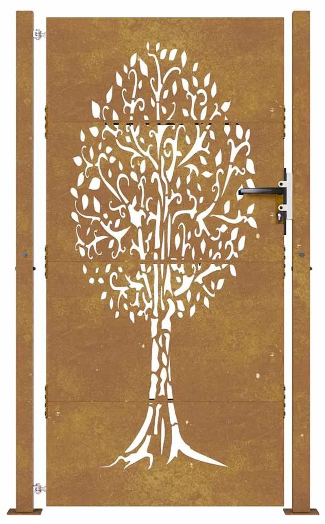 Portão de jardim 105x205 cm aço corten design árvore