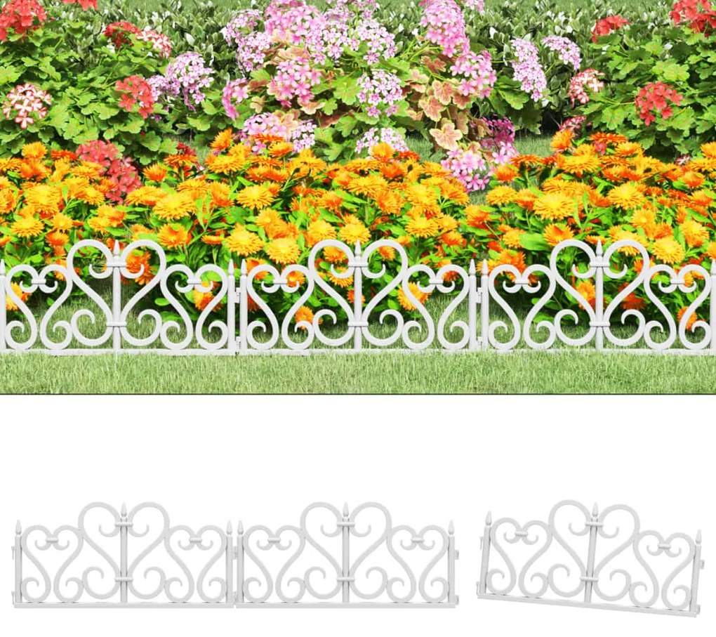 318300 vidaXL Bordas de relvado 17 pcs 10 m PP branco
