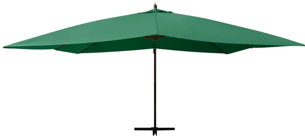 Guarda-sol jardim cantilever c/ poste madeira 400x300 cm verde