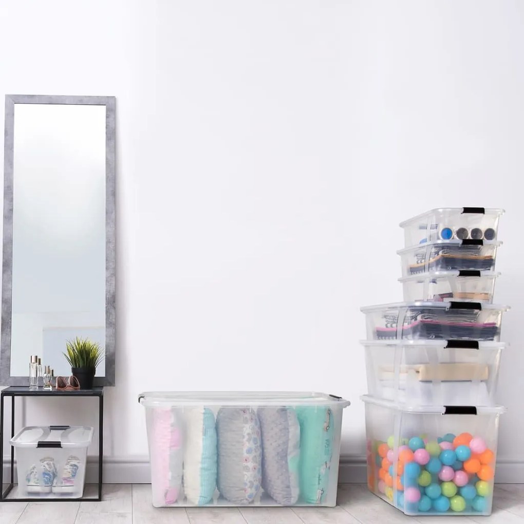 vidaXL Caixas de arrumação com tampas 5 pcs 32 L transparente