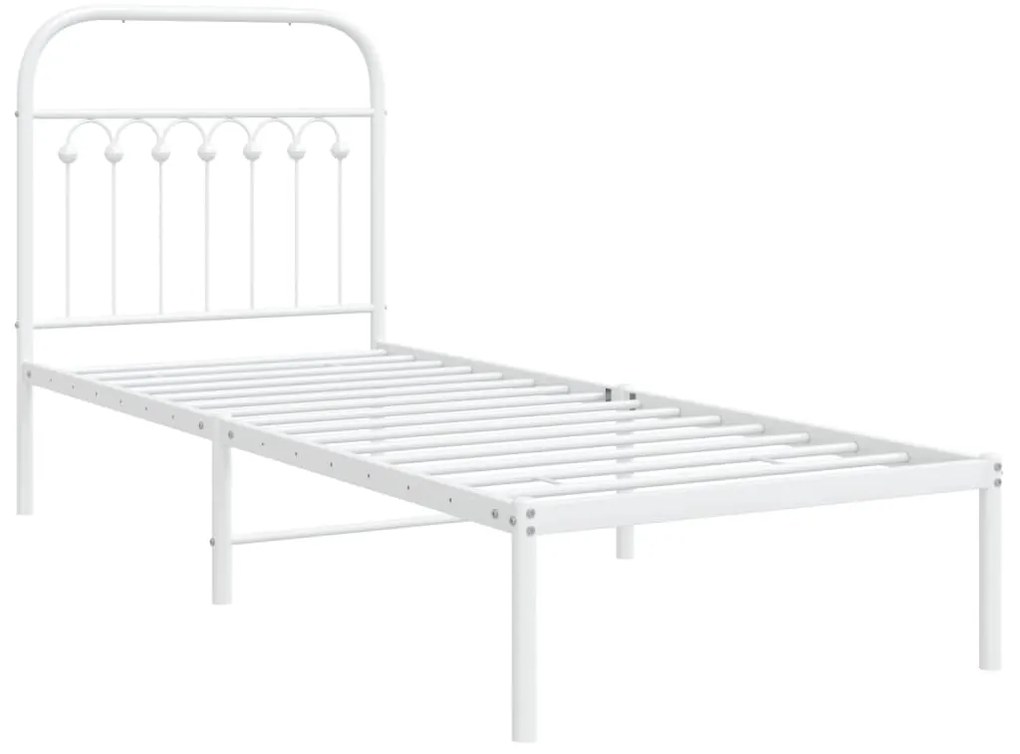 Estrutura de cama com cabeceira 80x200 cm metal branco