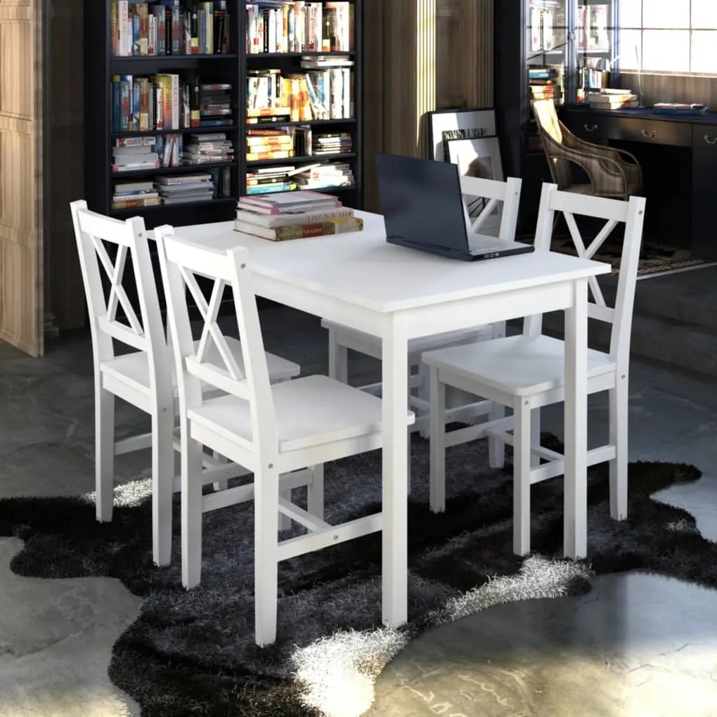 240883 vidaXL 5 pcs Conjunto de jantar branco