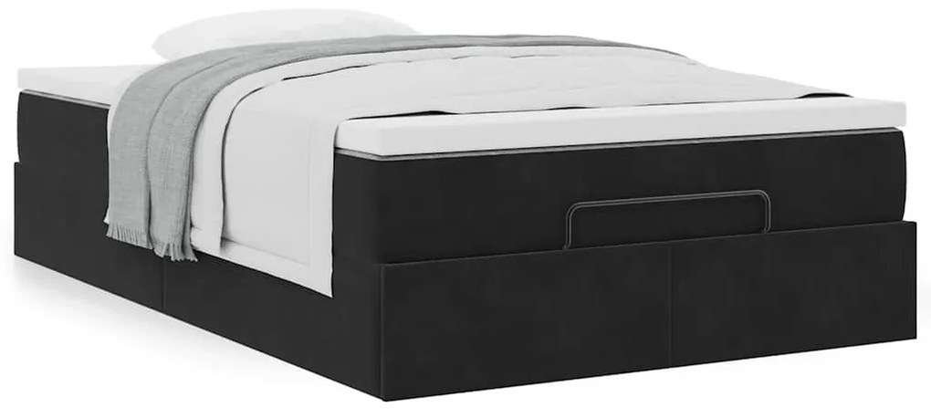 Cama otomana com colchão 120x190 cm veludo preto
