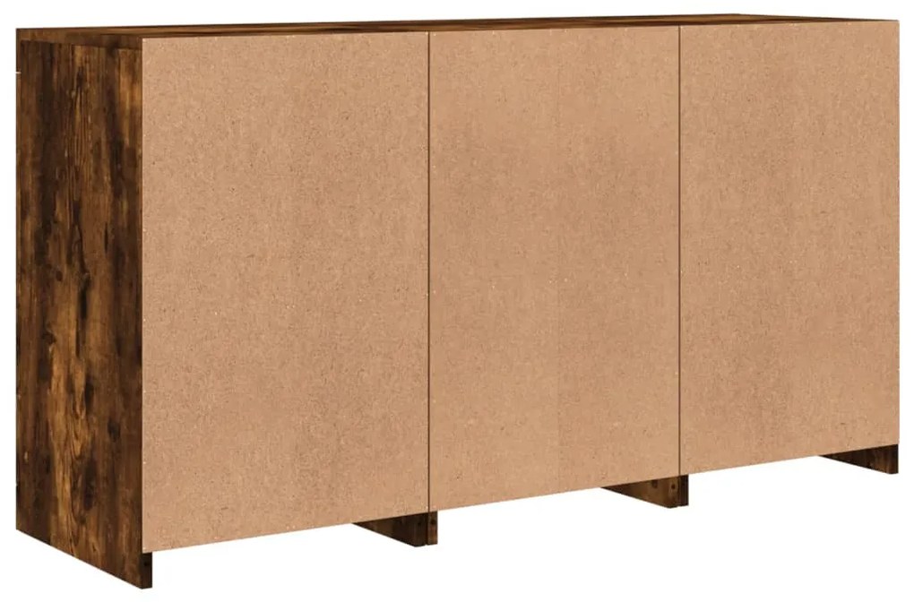 Aparador com luzes LED 123x37x67 cm carvalho fumado