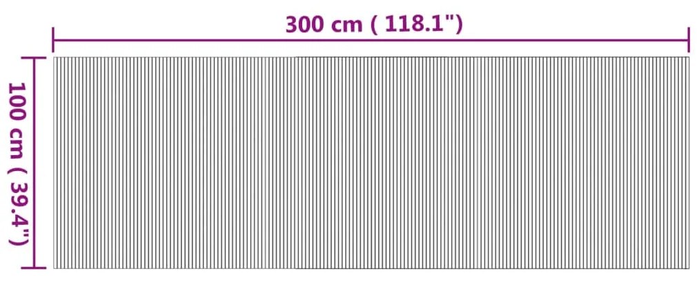 Tapete retangular 100x300 cm bambu cor natural