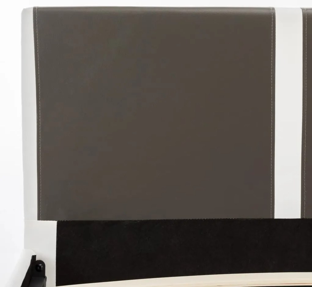 Estrutura de cama 180x200 cm couro artificial cinzento e branco