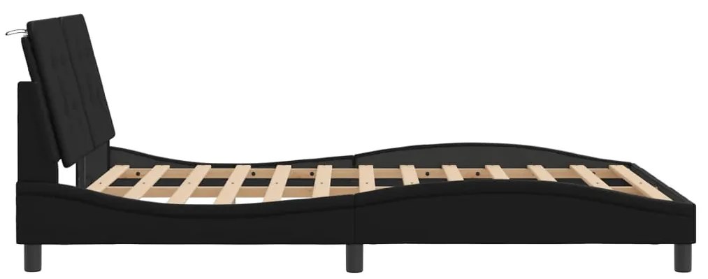 Estrutura cama c/ cabeceira 140x200 cm couro artificial preto
